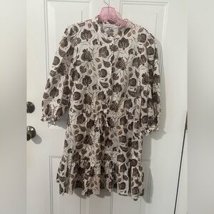 LIKE NEW Rebecca Minkoff Off White/Brown Paisley Printed Mini Dress in Medium